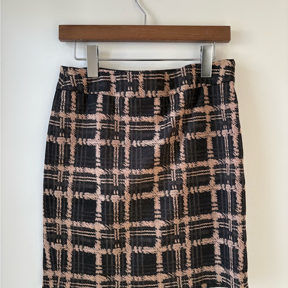 Ann Taylor Plaid Charcoal and Tan Women's Skirt